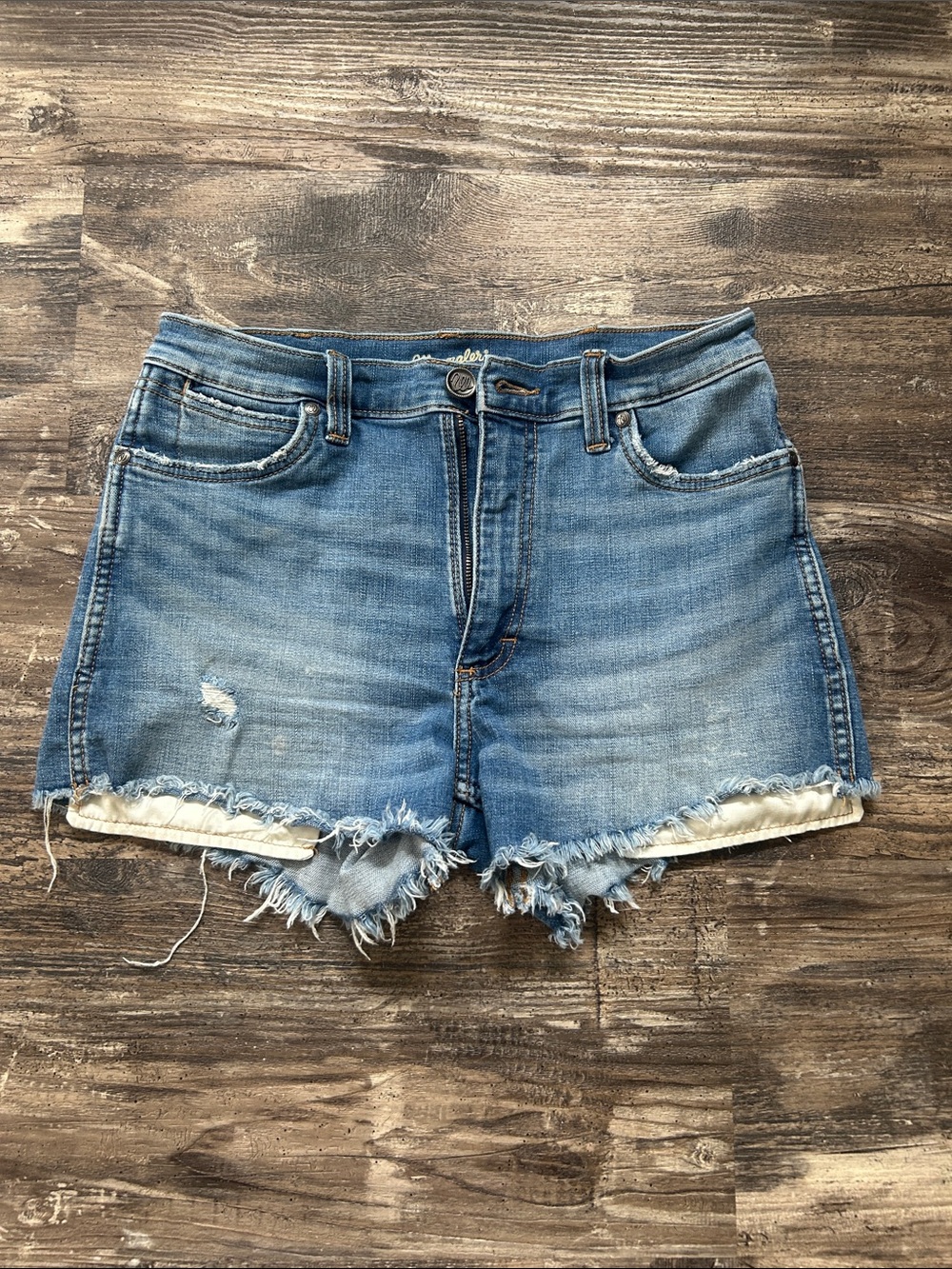 Wrangler Light Blue Distressed Denim Cutoff Shorts